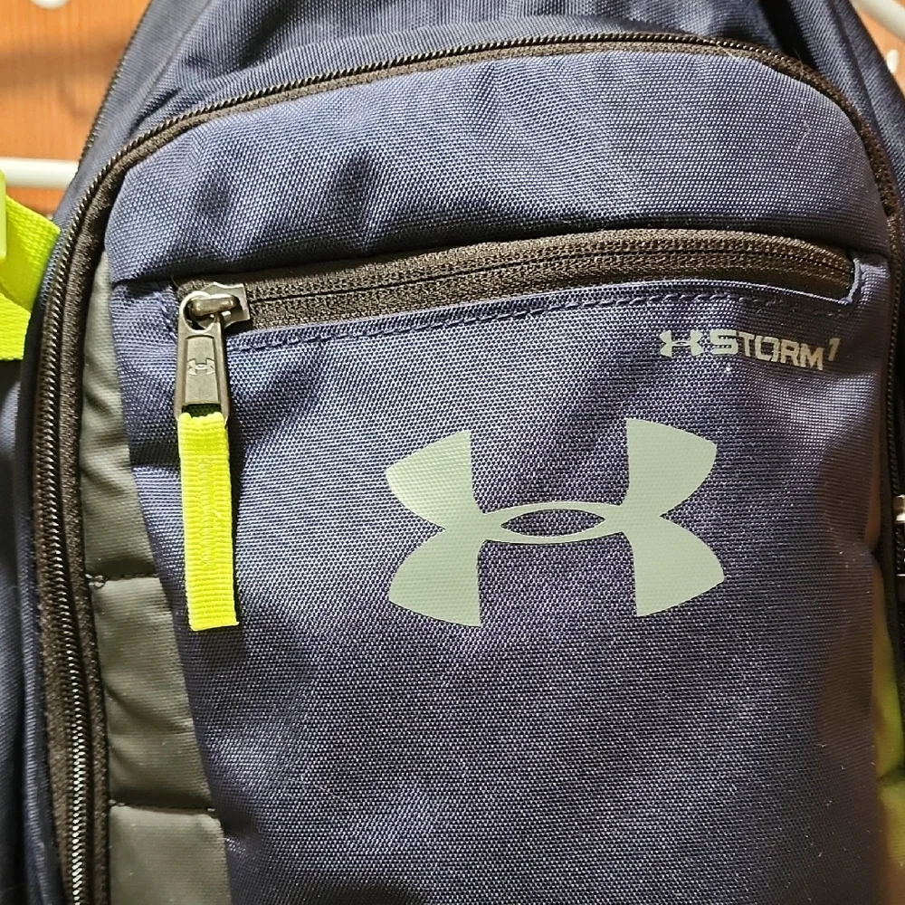 Under Armour Storm1 Navy and Neon Green/yellow Backpack